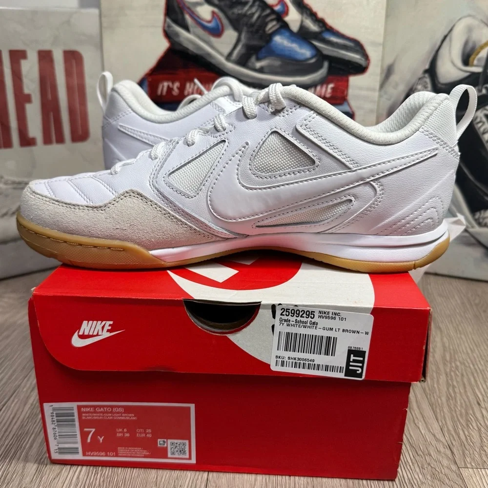 New Nike Gato 'White Gum' Athletic Shoes HV9596-101 GS Sizes 6Y, 6.5Y